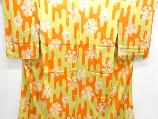 アンティーク　錦紗壷垂れに雪花模様長襦袢